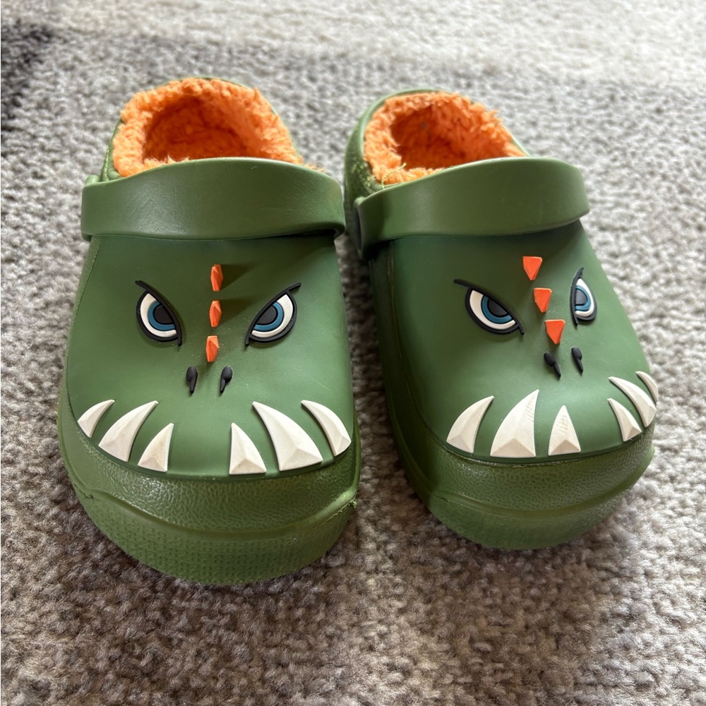 Kids Dinosaur Green Clogs